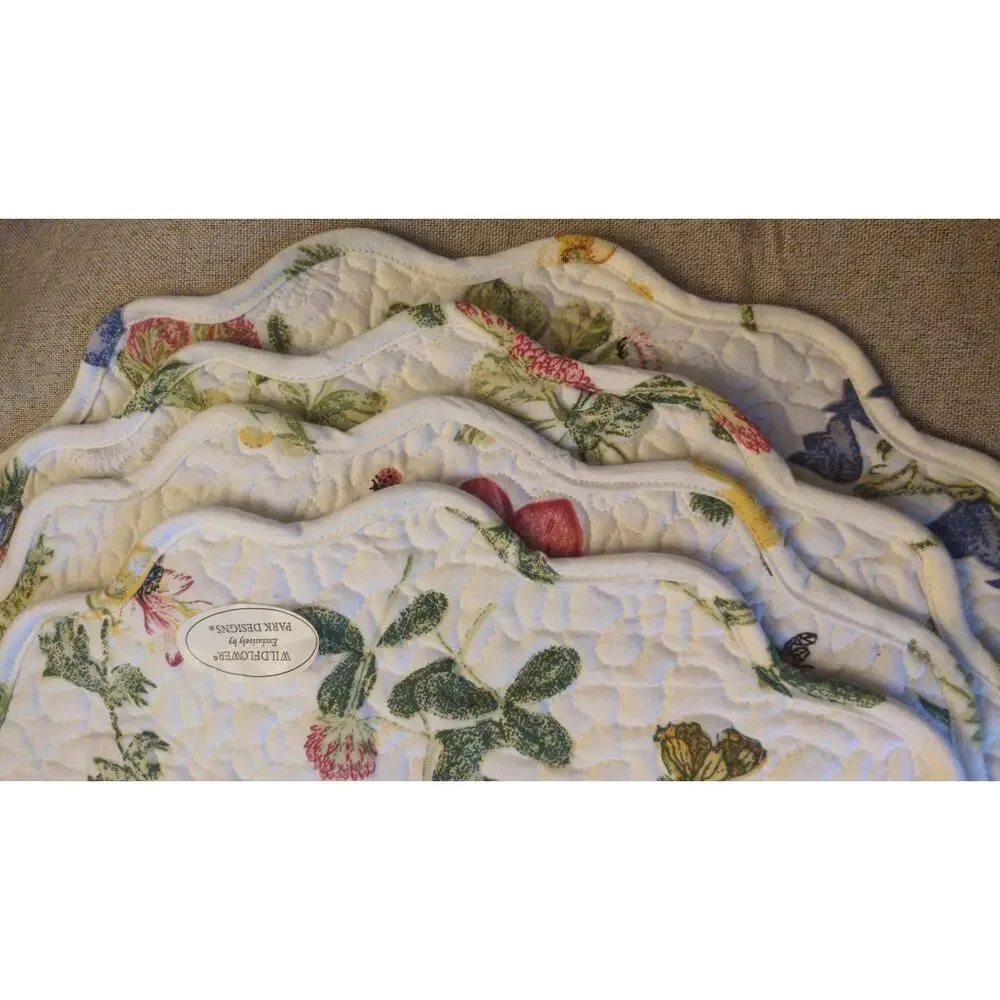Wildflowers by Park Designs Scalloped Placemats, 4, New, Butterflies, Floral